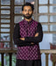 Ikat Purple Patterned Mens Nehru Jacket