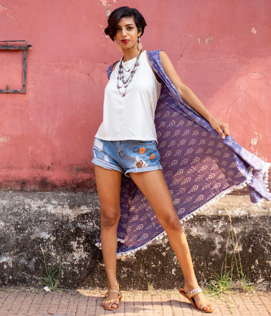 Denim short shrug top