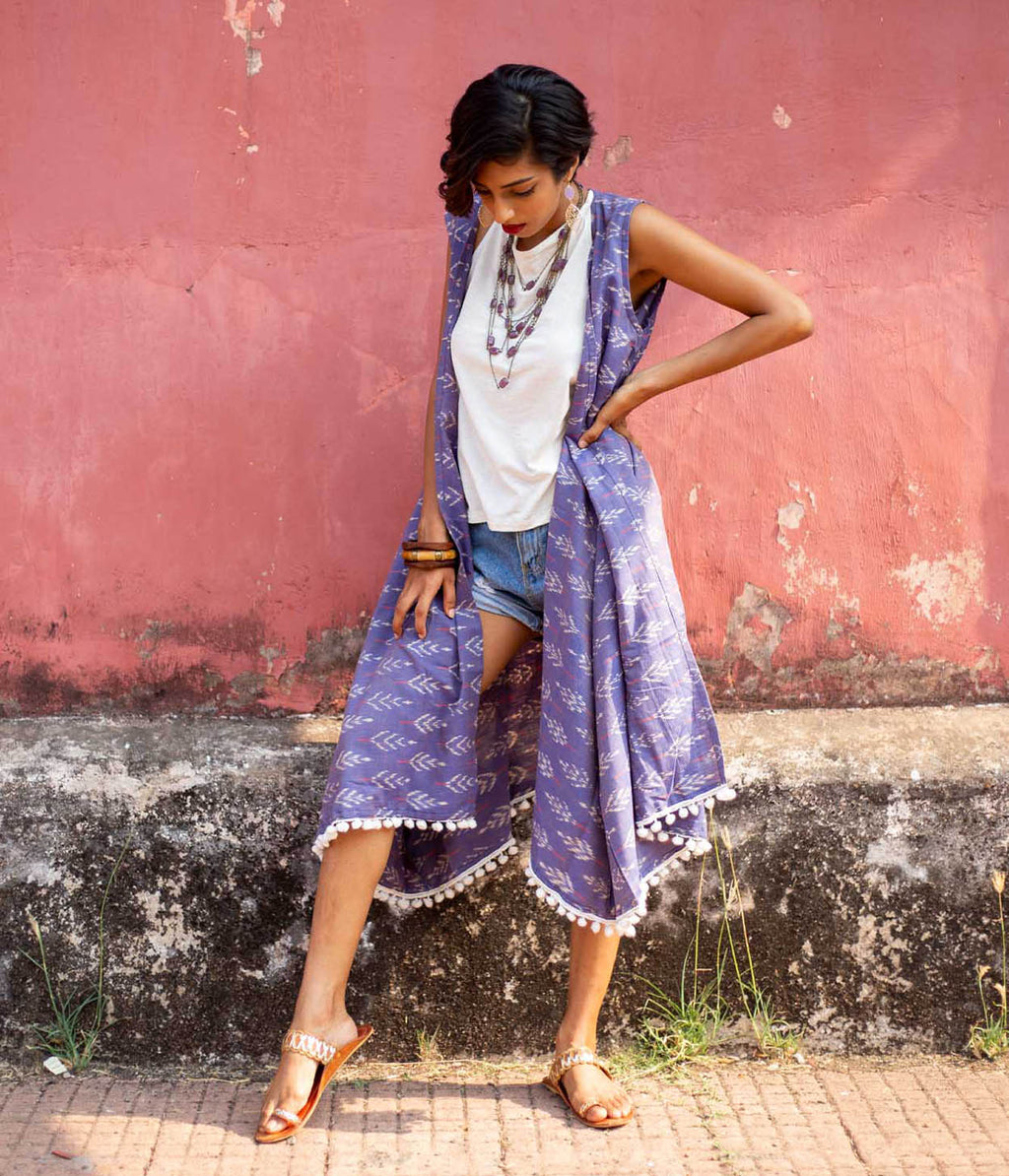 Ikat Purple Womens Shrug