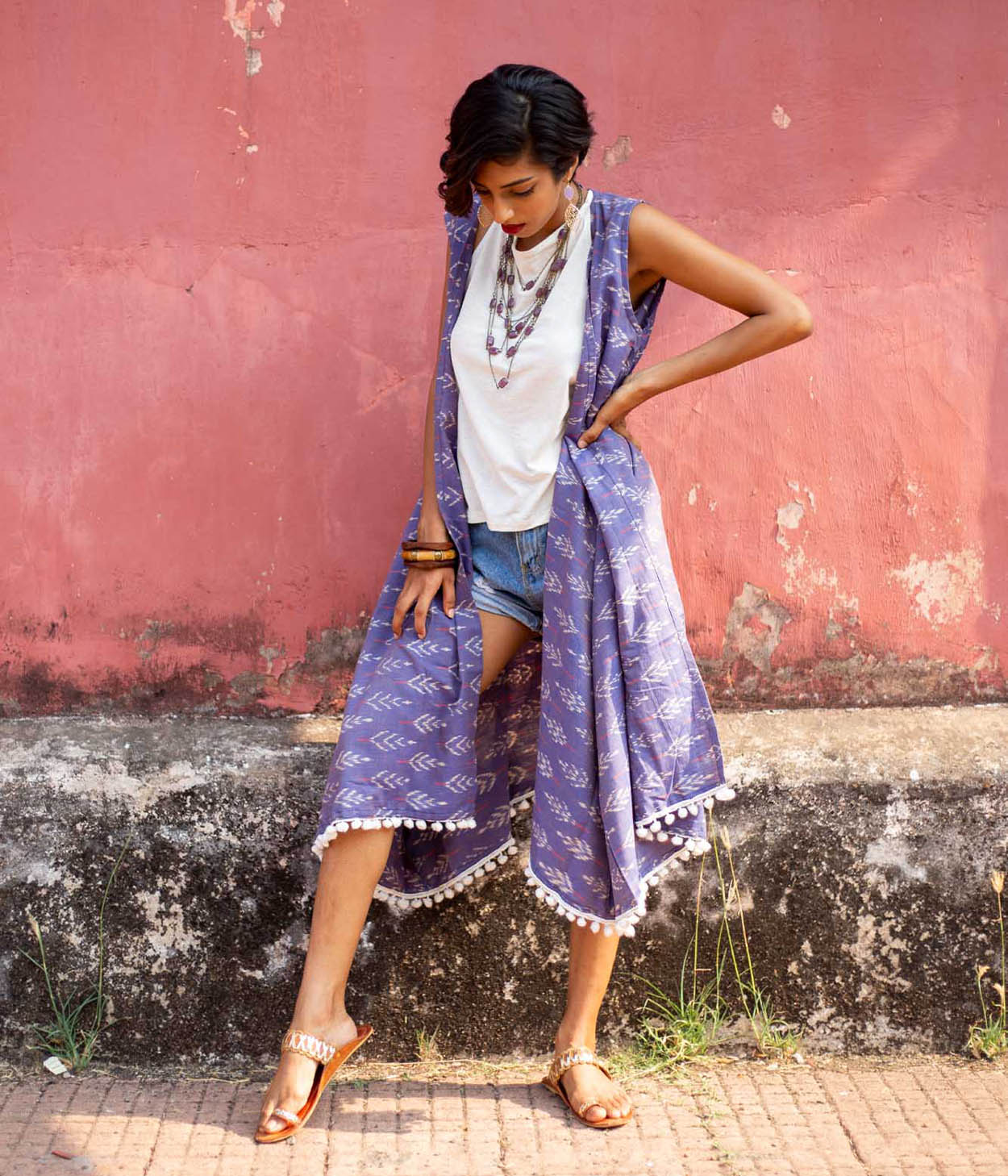 Ikat Purple Womens Shrug
