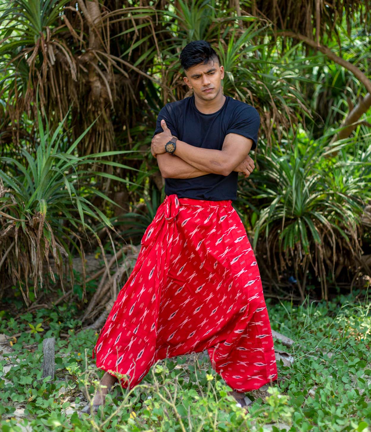 Ikat Red Patterned Boho Pant Main image