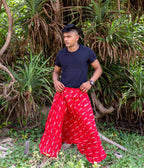 Ikat Red Patterned Boho Pant