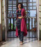 Ikat Red Waves Womens Shrug