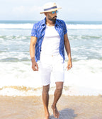 Ikat Woven Statement Blue Shirt