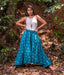 Ikat Teal Patterned Boho Pant