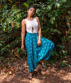 Ikat Teal Patterned Boho Pant