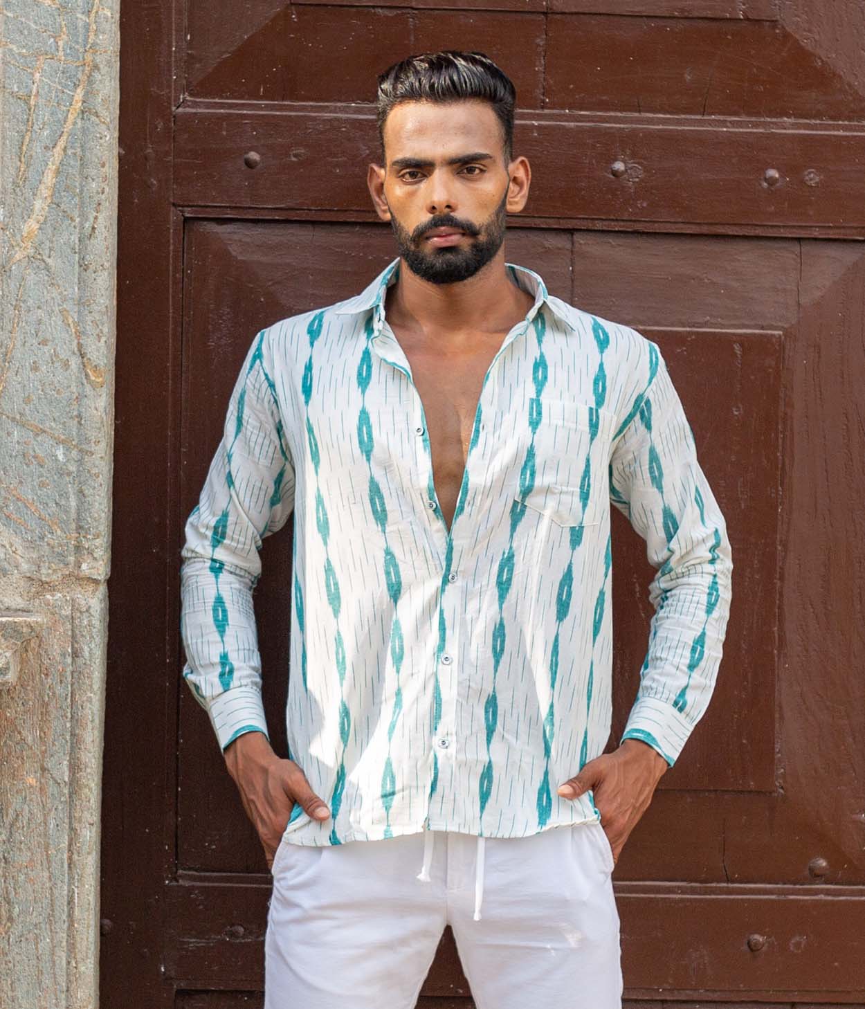 Seafoam Ikat Woven Full shirt