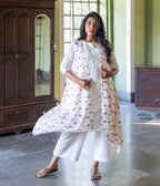 Ikat White-Red Patterned Womens Shrug
