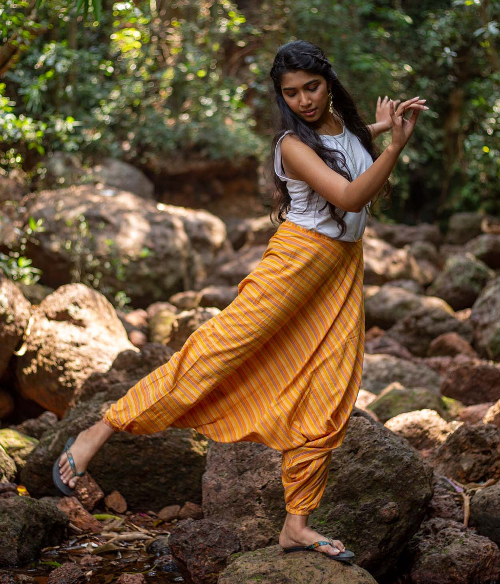 Ikat Yellow-Red Striped Boho Pant