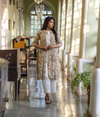 Kalamkari Blue Motifs Women's Long Jacket