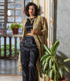 Kalamkari Mustard Motifs Women's Long Jacket