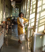 Kalamkari Mustard Patterned Women's Long Jacket