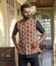 Kalamkari Orange-Black Diamonds Mens Nehru Jacket