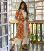 Kalamkari Red Motifs Women's Long Jacket