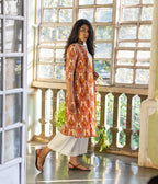 Kalamkari Red Motifs Women's Long Jacket