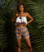 Orange-Grey Patterned Ikat Womens Shorts