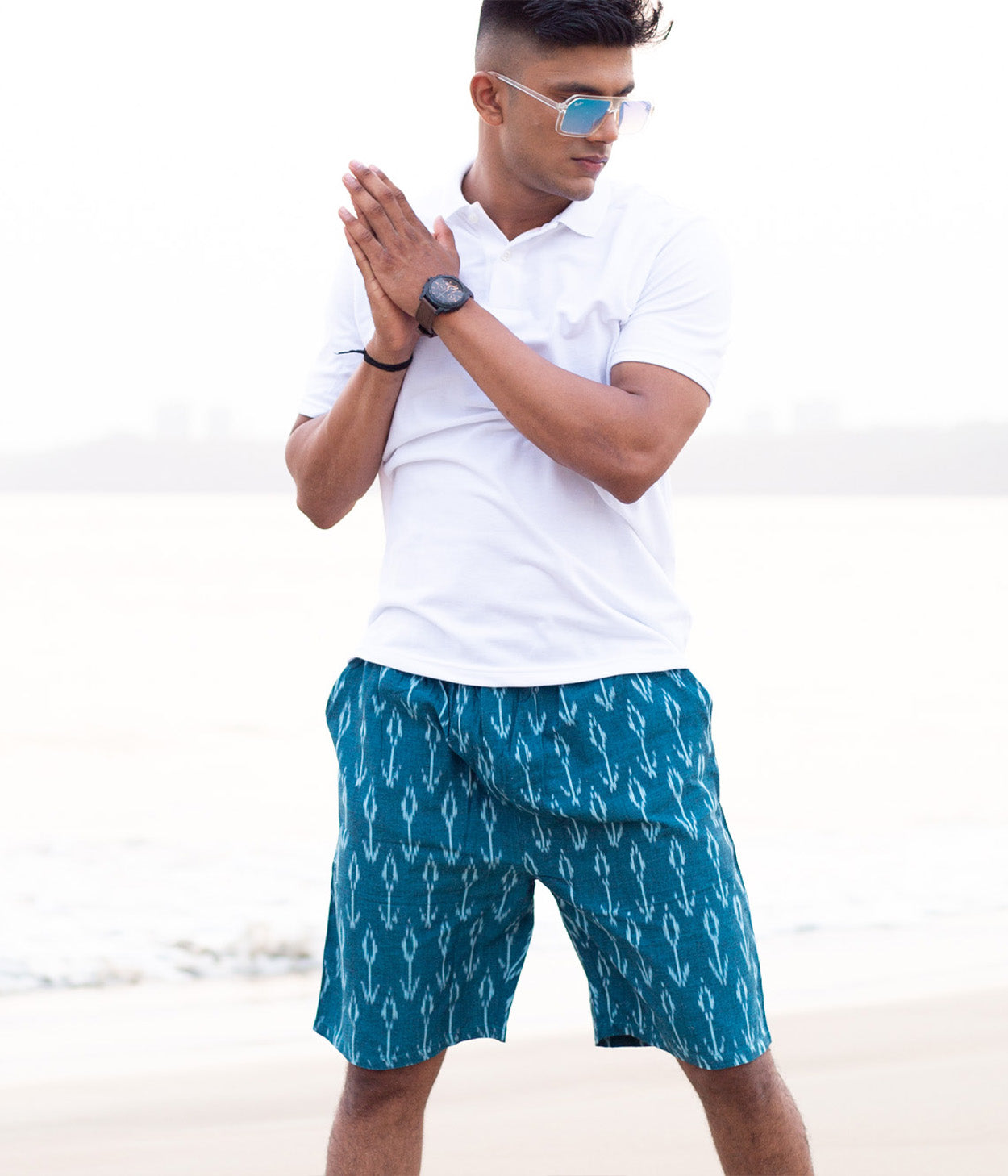 Teal Arrows Ikat Mens Shorts Secondary image