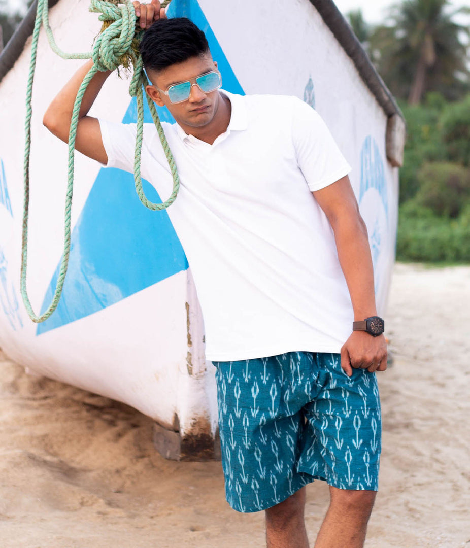 Teal Arrows Ikat Mens Shorts