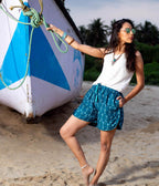 Teal Arrows Ikat Womens Shorts