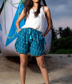 Teal Arrows Ikat Womens Shorts